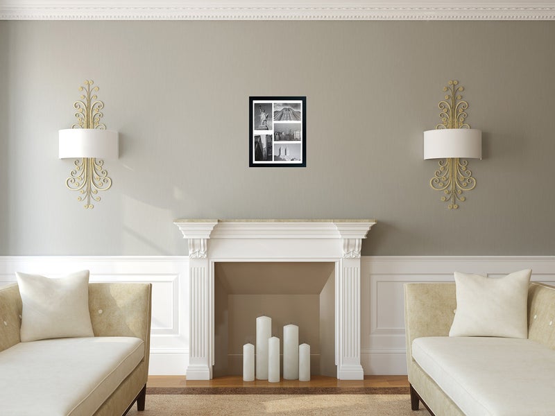 Smashed Banana 11x14 Collage Picture Frame - Mat Displays Five 4x6 Inch Photos - Black Gallery Wide Molding - Includes Both Attached Hanging Hardware and Desktop Easel - Display Multiple 4 x 6 Pictures or 11 x 14 - Image 2